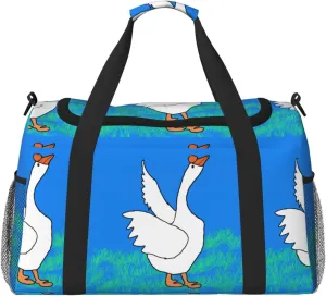 White Goose Spread Its Wings Hand Travel Bag.Fashionable Design, Large Storage Capacity, Suitable For Business Trips And Short Trips.