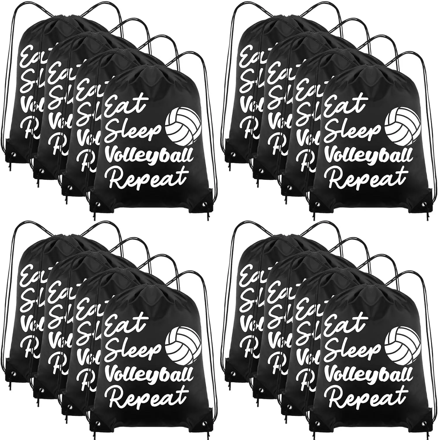 Windyun 16 Pcs Ball Drawstring Backpack Bulk Lightweight Draw String Bags Cinch Bags Drawstring Cinch Sack Tote(Volleyball)