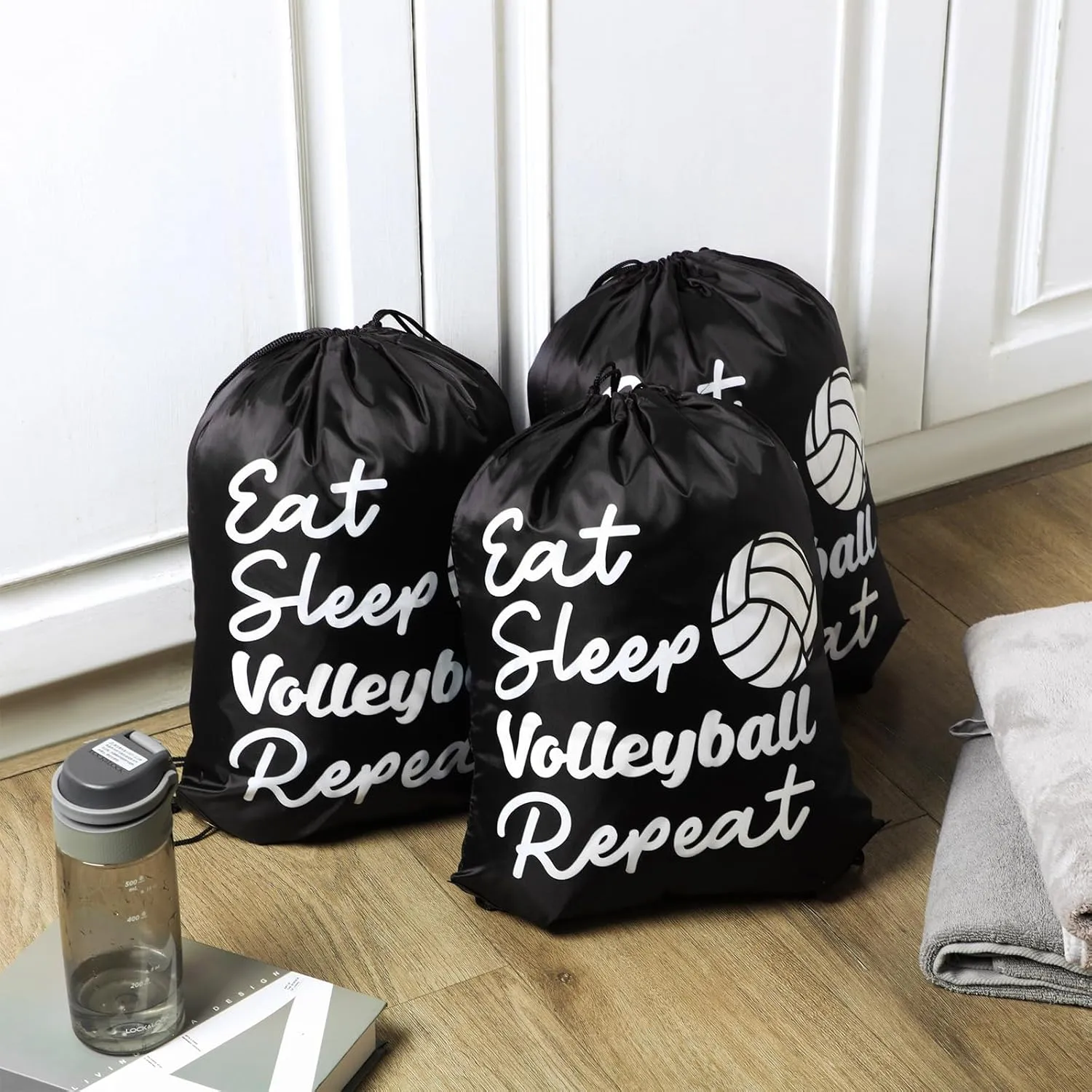 Windyun 16 Pcs Ball Drawstring Backpack Bulk Lightweight Draw String Bags Cinch Bags Drawstring Cinch Sack Tote(Volleyball)