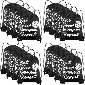 Windyun 16 Pcs Ball Drawstring Backpack Bulk Lightweight Draw String Bags Cinch Bags Drawstring Cinch Sack Tote(Volleyball)