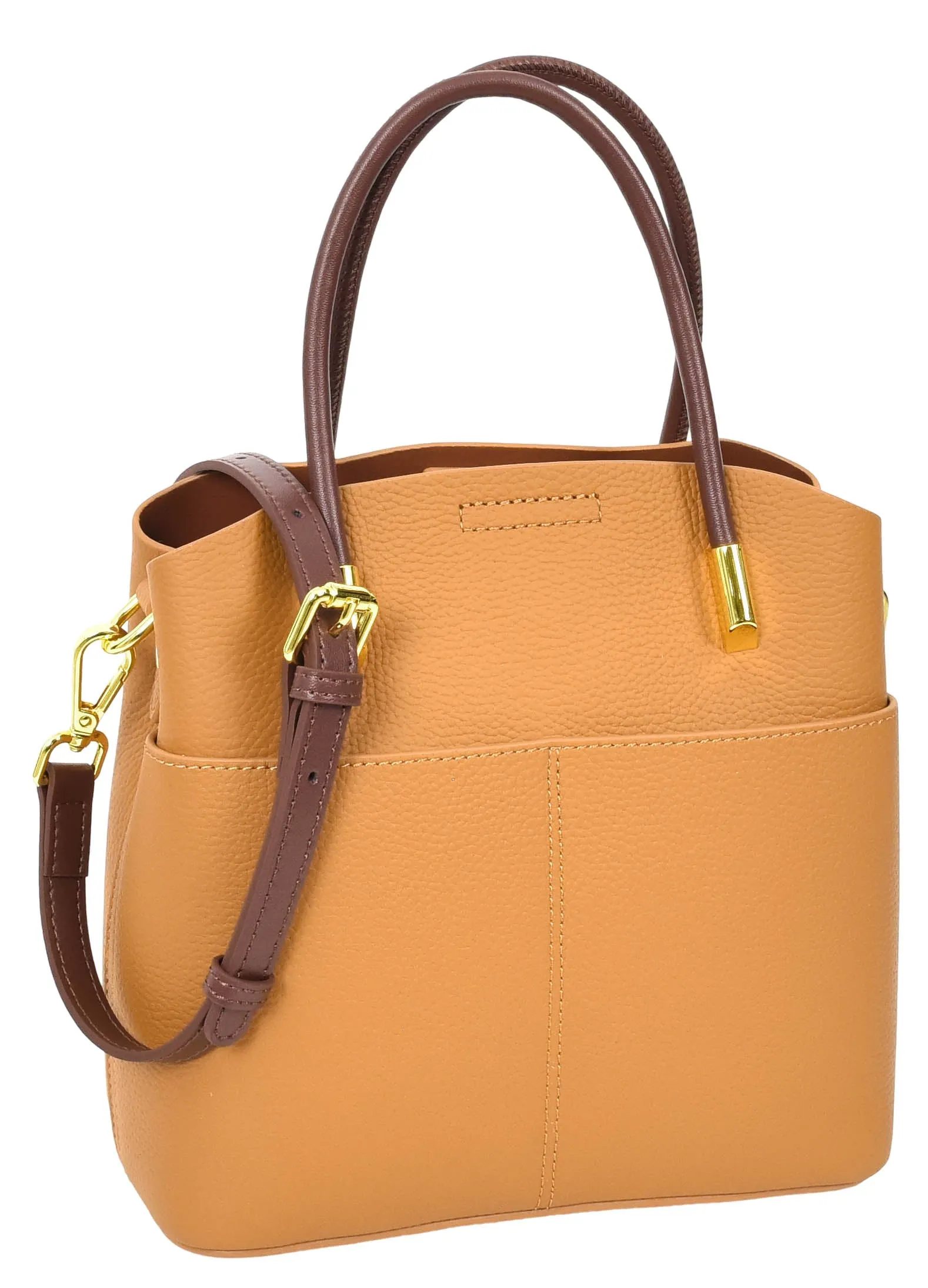 Winnipeg Women Leather Top Handle Shoulder Bag Tan