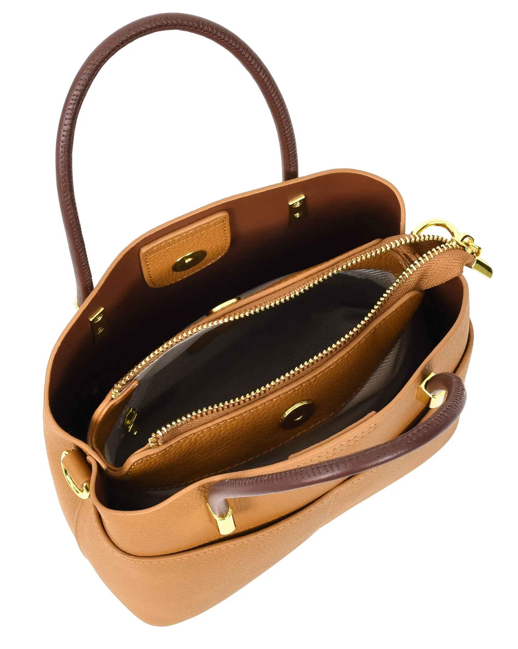 Winnipeg Women Leather Top Handle Shoulder Bag Tan