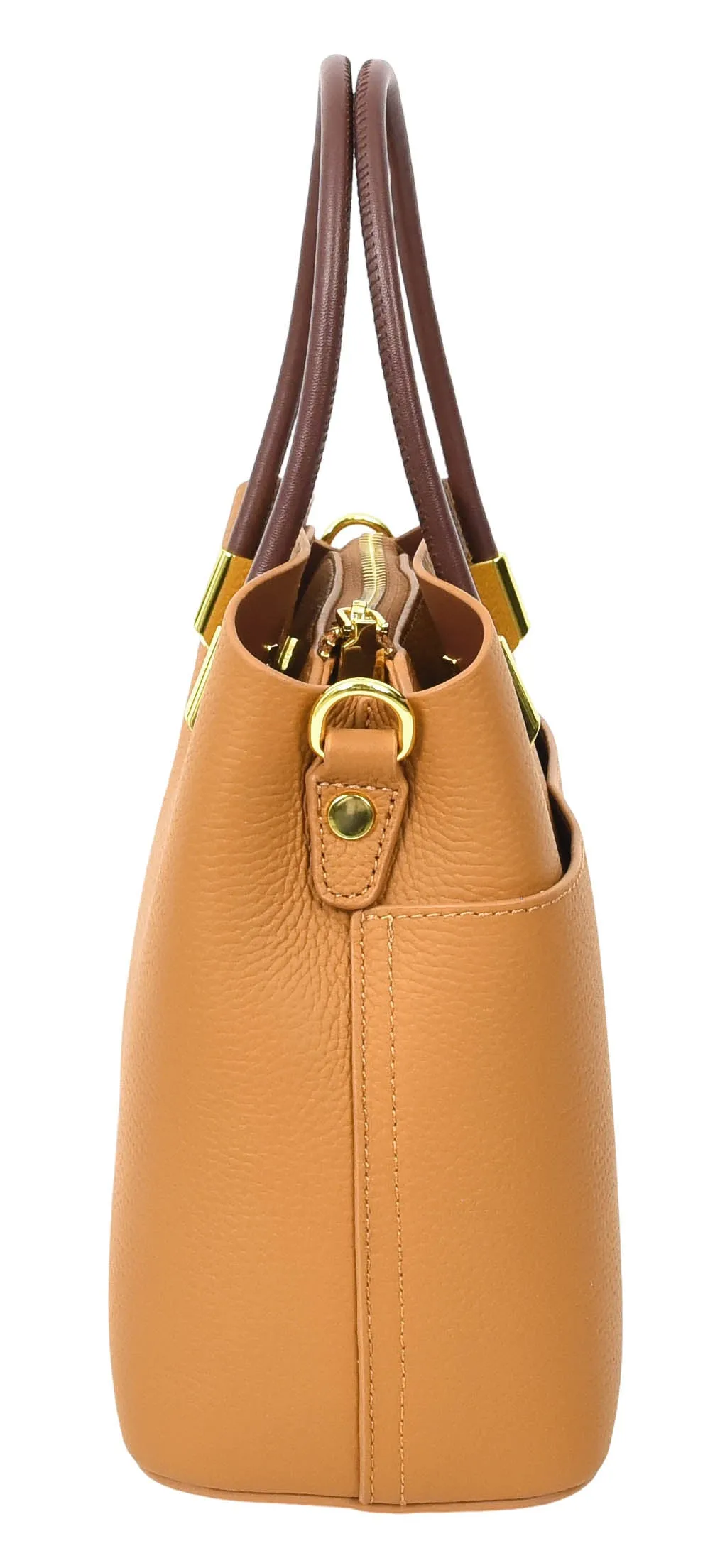 Winnipeg Women Leather Top Handle Shoulder Bag Tan