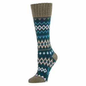 Winter Faire Isle Sock in Spruce