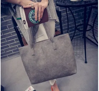women bag fashion women leather handbag brief shoulder bags gray /black large capacity luxury handbags women bags designer