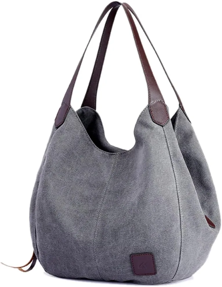 Women Canvas Shoulder Bag Fashion Cotton Canvas Handbags Shoulder Hobo Bags Totes Purses