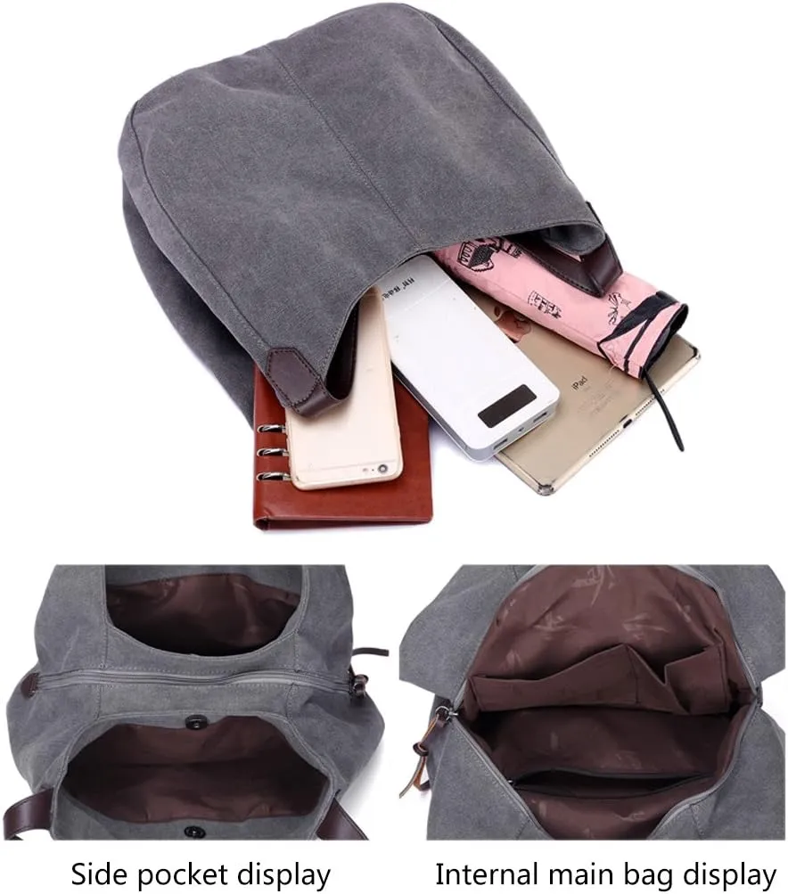 Women Canvas Shoulder Bag Fashion Cotton Canvas Handbags Shoulder Hobo Bags Totes Purses