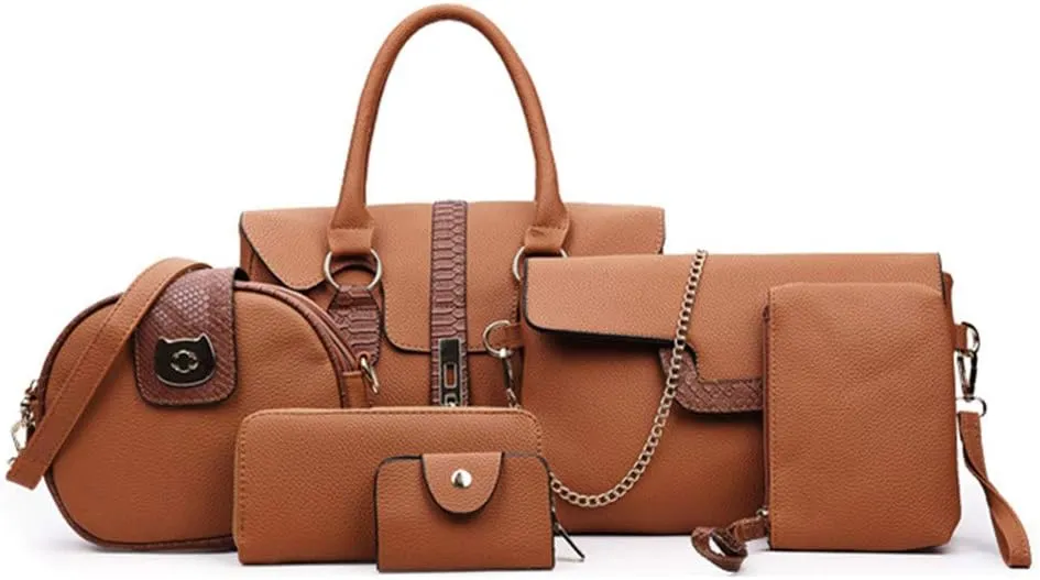 Women Designer Purses And Handbags Set Satchel Shoulder Bags Totes 6pcs Clutch Wallet