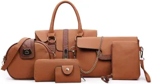 Women Designer Purses And Handbags Set Satchel Shoulder Bags Totes 6pcs Clutch Wallet