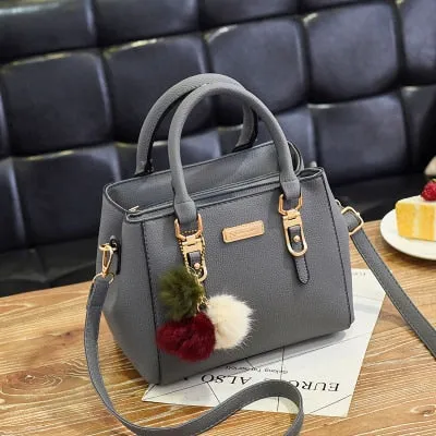 Women Hairball Ornaments Totes Solid Sequined Handbag Party Purse Ladies Messenger Crossbody Shoulder Bags