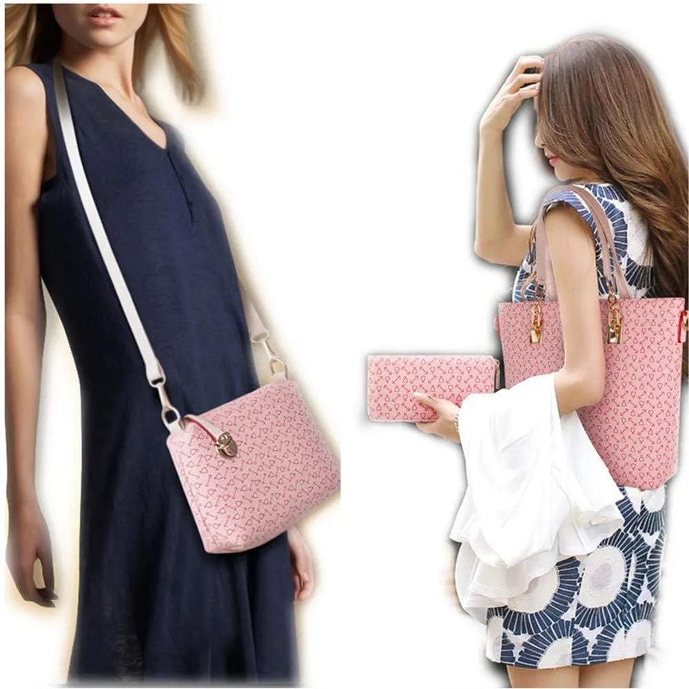 Women Handbag Set 6 Pcs PU Leather Tote Purse Set Multi-purpose Classic Shoulder Bag