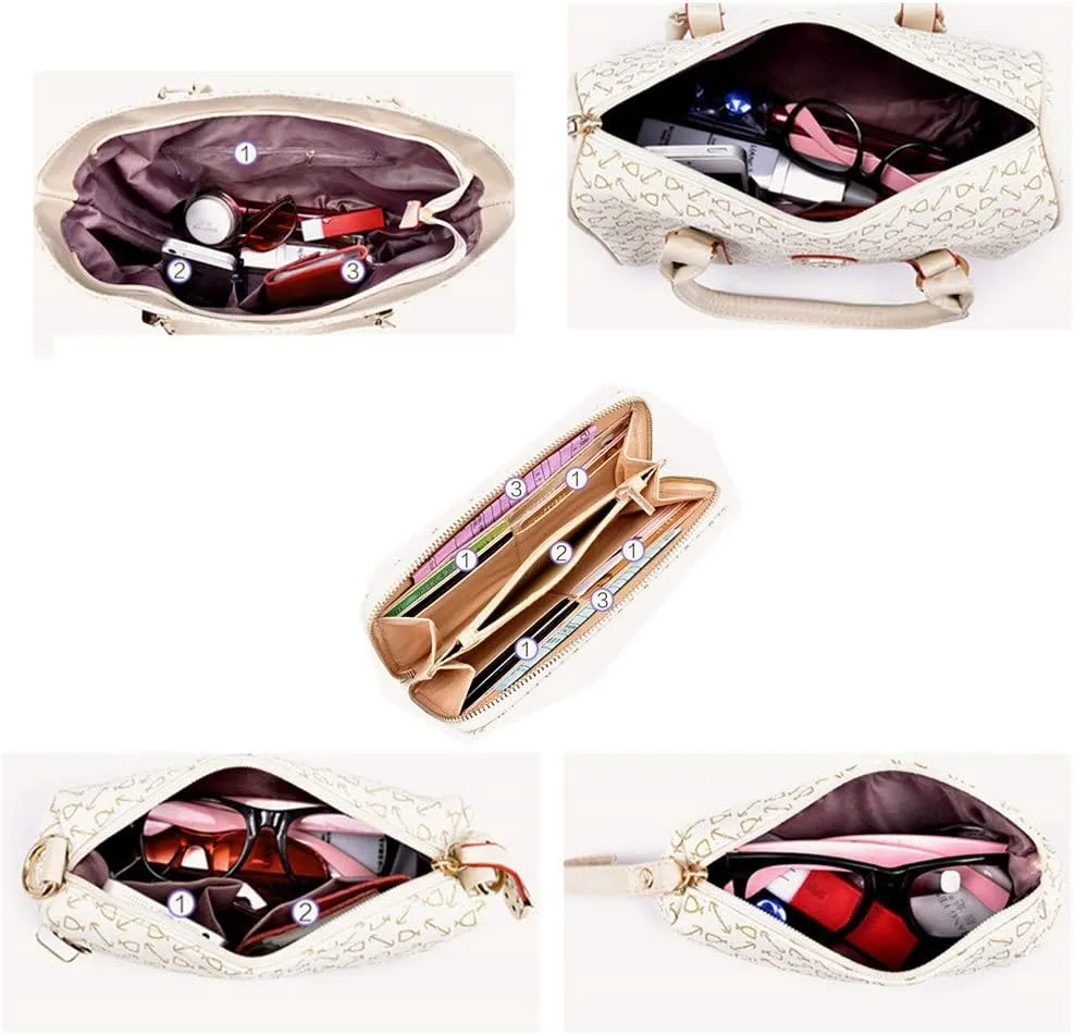 Women Handbag Set 6 Pcs PU Leather Tote Purse Set Multi-purpose Classic Shoulder Bag