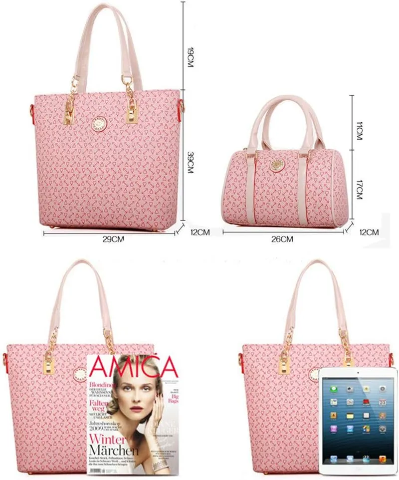 Women Handbag Set 6 Pcs PU Leather Tote Purse Set Multi-purpose Classic Shoulder Bag