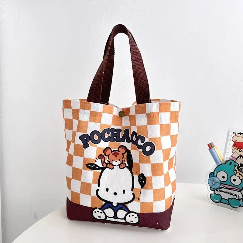Women Hello Kitty Shoulder Tote Bags Sanrio Cartoon Canvas Hand Bags