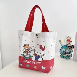 Women Hello Kitty Shoulder Tote Bags Sanrio Cartoon Canvas Hand Bags