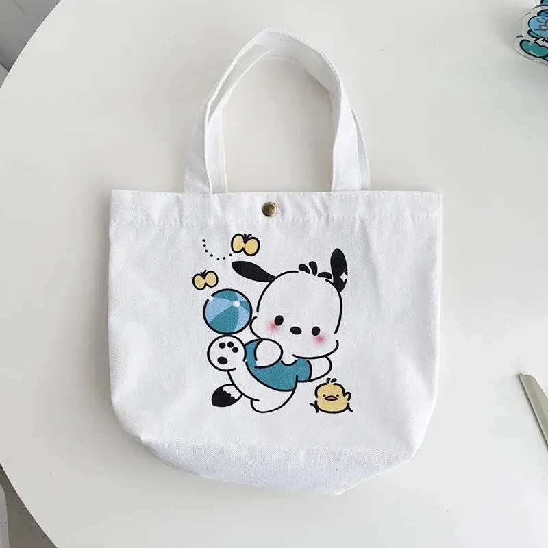 Women Hello Kitty Shoulder Tote Bags Sanrio Cartoon Canvas Hand Bags