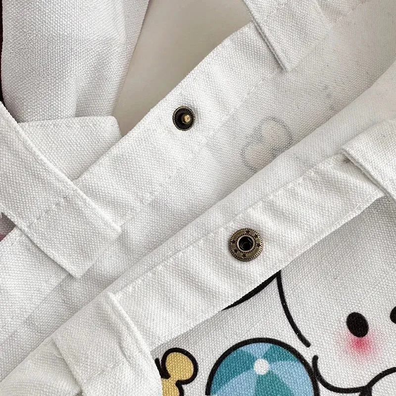 Women Hello Kitty Shoulder Tote Bags Sanrio Cartoon Canvas Hand Bags