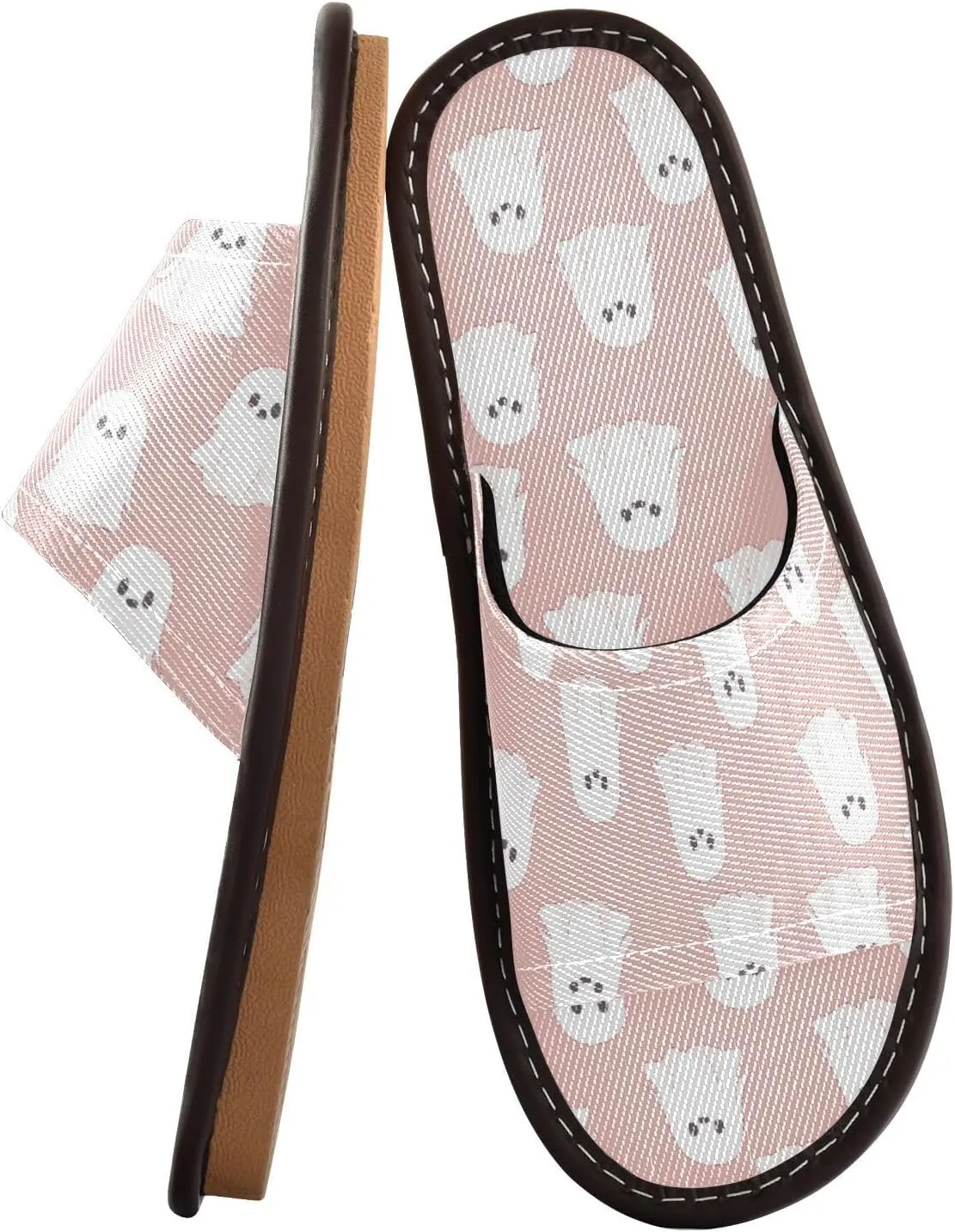 Women Men House Slippers Open Toes Travel Shoes Halloween Ghost for Bathroom Pool Hotel Spa Beach