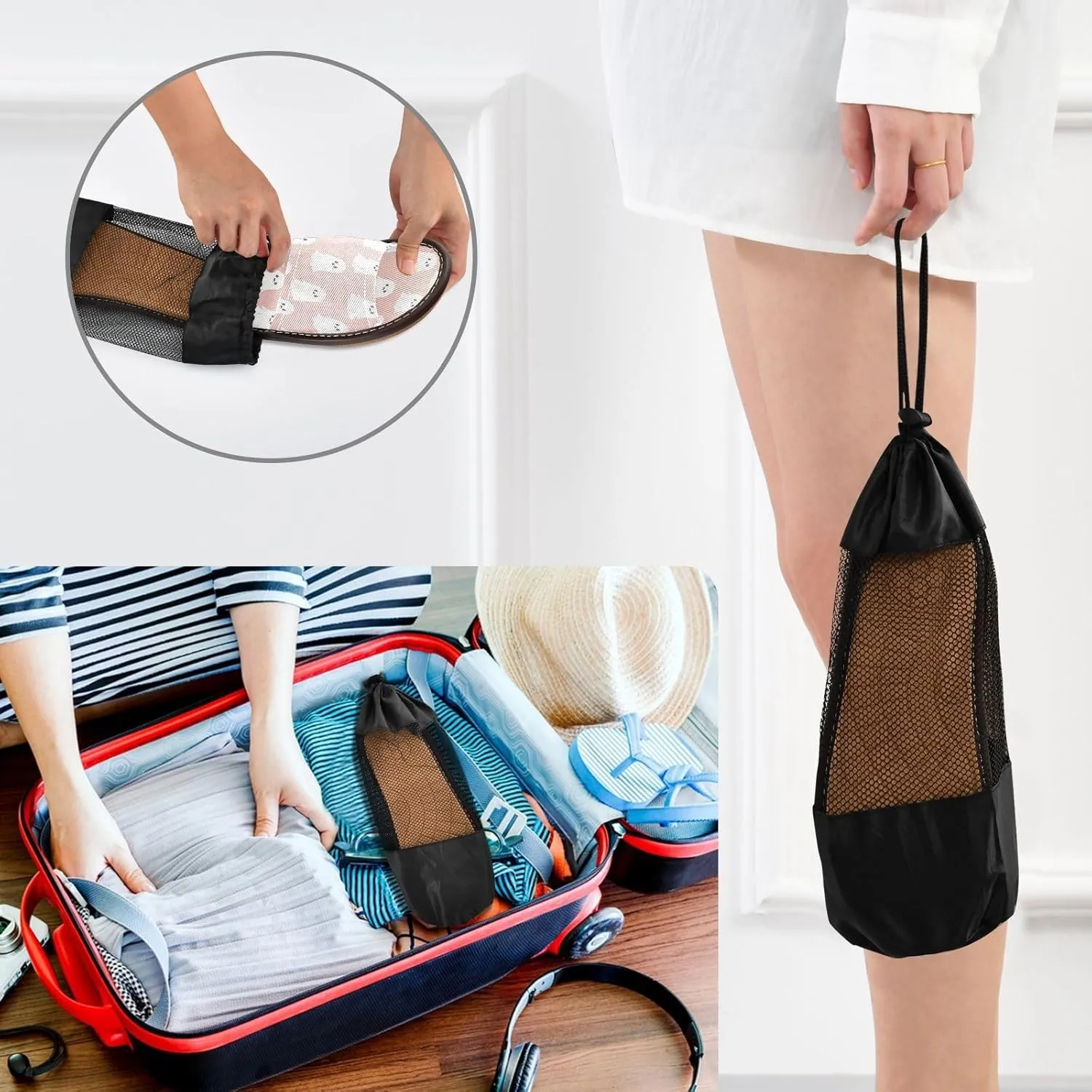 Women Men House Slippers Open Toes Travel Shoes Halloween Ghost for Bathroom Pool Hotel Spa Beach