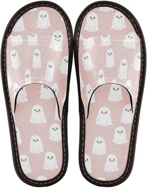 Women Men House Slippers Open Toes Travel Shoes Halloween Ghost for Bathroom Pool Hotel Spa Beach