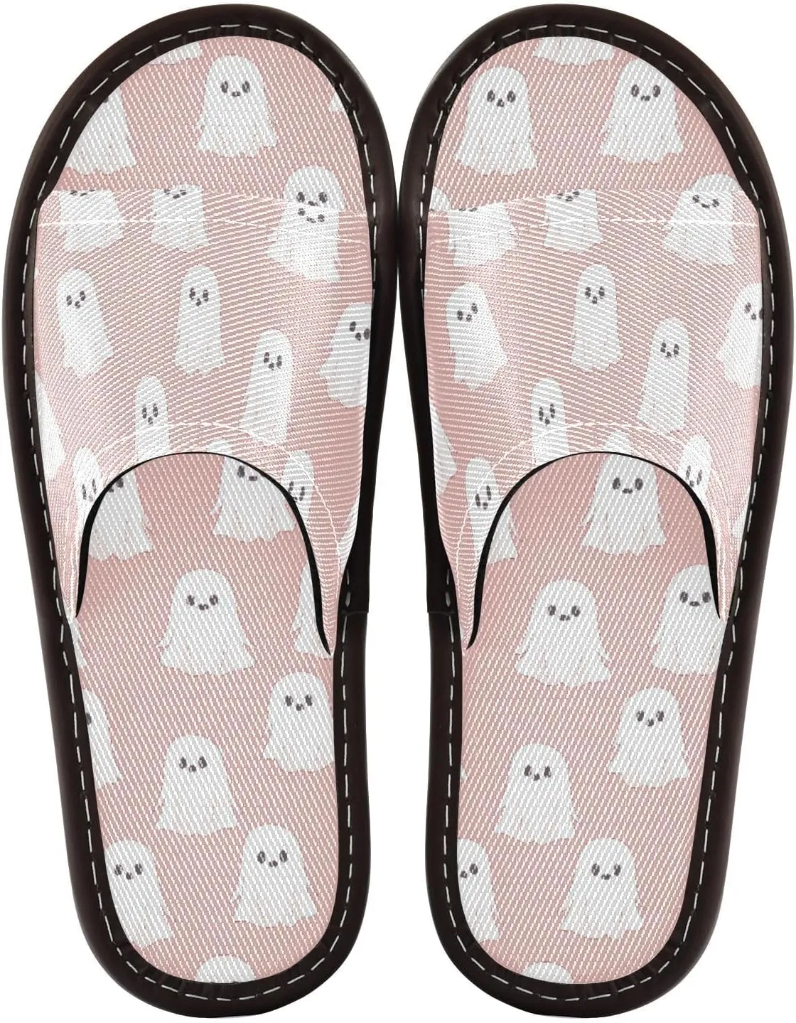 Women Men House Slippers Open Toes Travel Shoes Halloween Ghost for Bathroom Pool Hotel Spa Beach