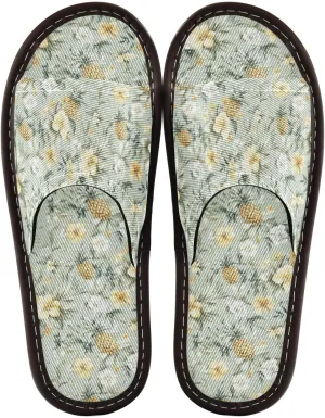Women Men House Slippers Open Toes Travel Shoes Tropical Flowers Pineapple for Bathroom Pool Hotel Spa Beach