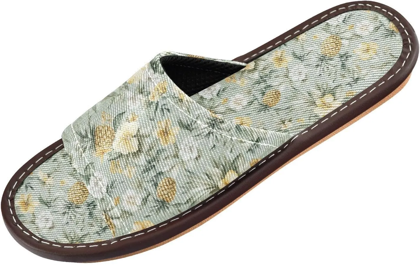 Women Men House Slippers Open Toes Travel Shoes Tropical Flowers Pineapple for Bathroom Pool Hotel Spa Beach