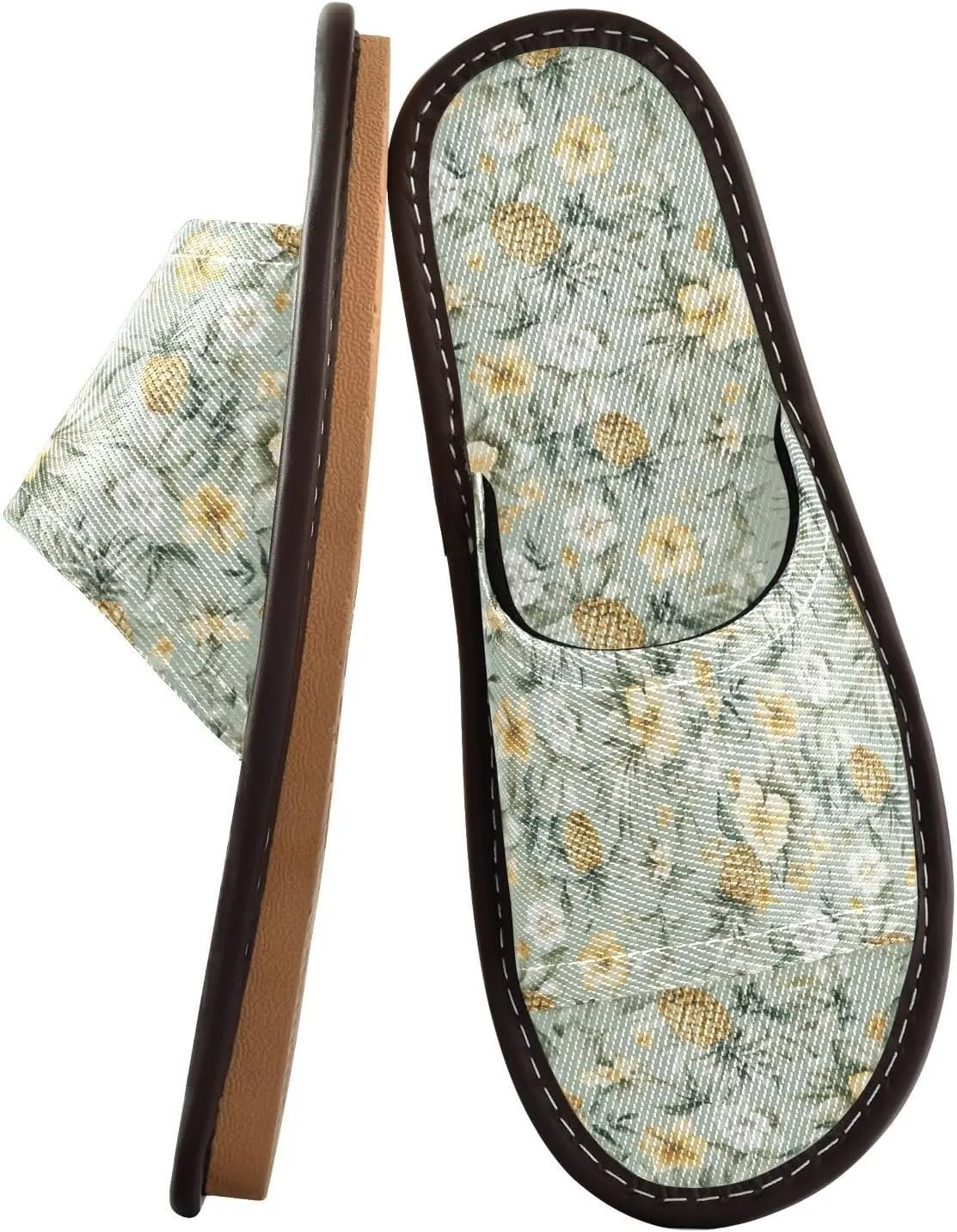 Women Men House Slippers Open Toes Travel Shoes Tropical Flowers Pineapple for Bathroom Pool Hotel Spa Beach