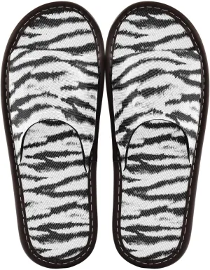 Women Men House Slippers Open Toes Travel Shoes Zebra Print for Bathroom Pool Hotel Spa Beach