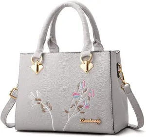 Women Synthetic PU Leather Fashion Embroidered Ladies Handbag Casual Totes Shoulder Crossbody Bag