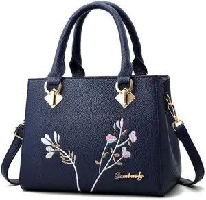 Women Synthetic PU Leather Fashion Embroidered Ladies Handbag Casual Totes Shoulder Crossbody Bag