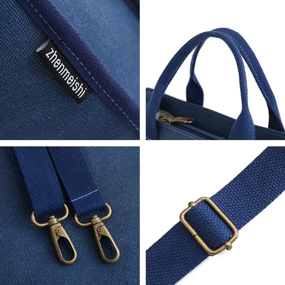 Women's Canvas Crossbody Shoulder Bag Fashion Large Totes Handbag Purse Casual Messenger Bag Multi-Pocket