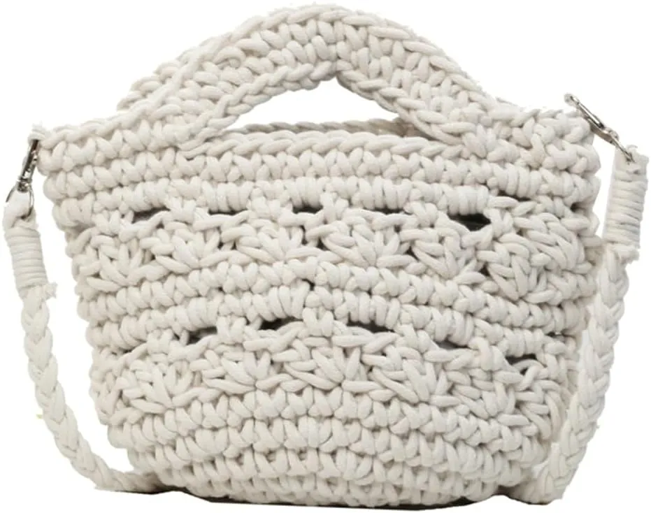 Women's Fashion Cotton Rope Purse Hand-woven Shoulder Crossbody Bag Casual Small Totes Cute Beach Vacation Net Bag