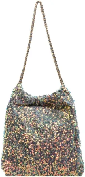 Womens Fashion Shoulder Bag Y2k Sparkly Glitter Sequin Purse Large Totes Top Handle Satchel with Chain Party