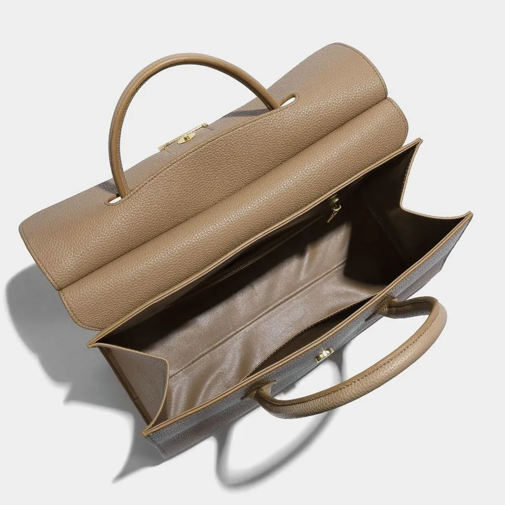 Womens Fashion Tote Bag Large Vegan Leather Handbag Vintage Shoulder Purse Ladies Working Satchels Briefcase