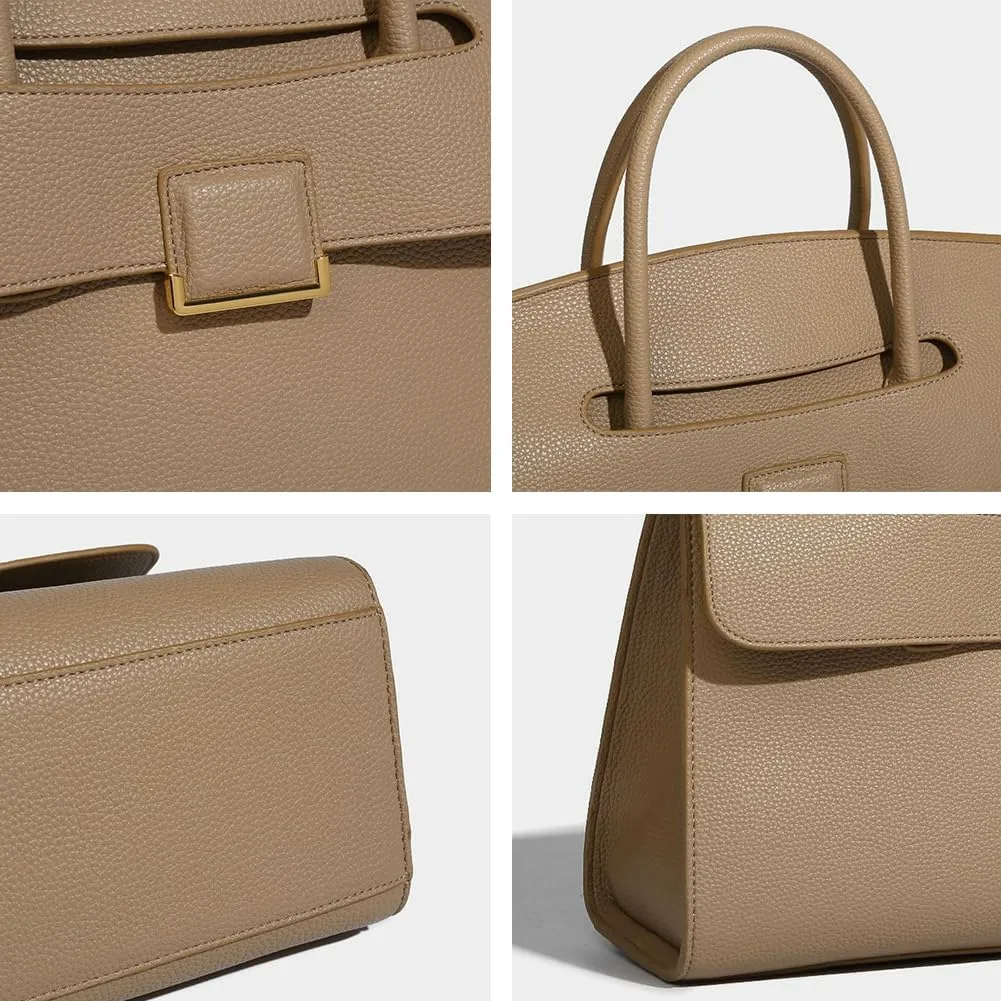 Womens Fashion Tote Bag Large Vegan Leather Handbag Vintage Shoulder Purse Ladies Working Satchels Briefcase