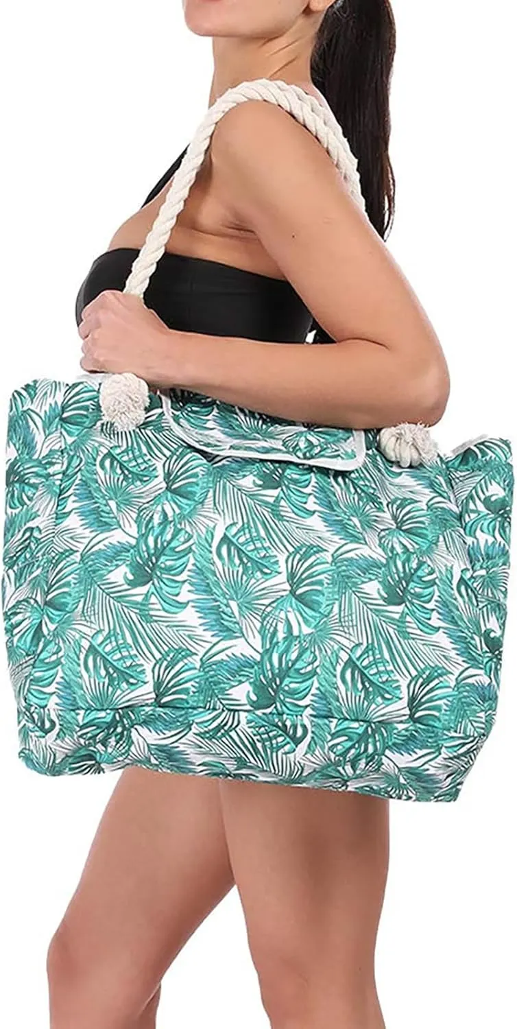 Women's Foreign Trade Multifunctional Single Shoulder Canvas Shopping Bags Leisure Vacation Beach Bag (Green, One Size)