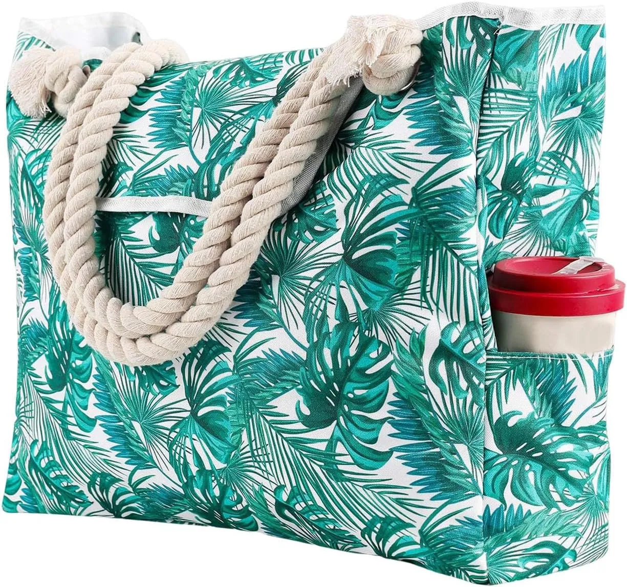 Women's Foreign Trade Multifunctional Single Shoulder Canvas Shopping Bags Leisure Vacation Beach Bag (Green, One Size)