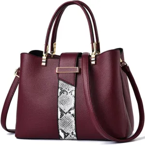 Womens Purses and Handbags PU Leather Shoulder Bag Ladies Designer Top-Handle Satchel Fashion Messenger Tote Bag, Wine