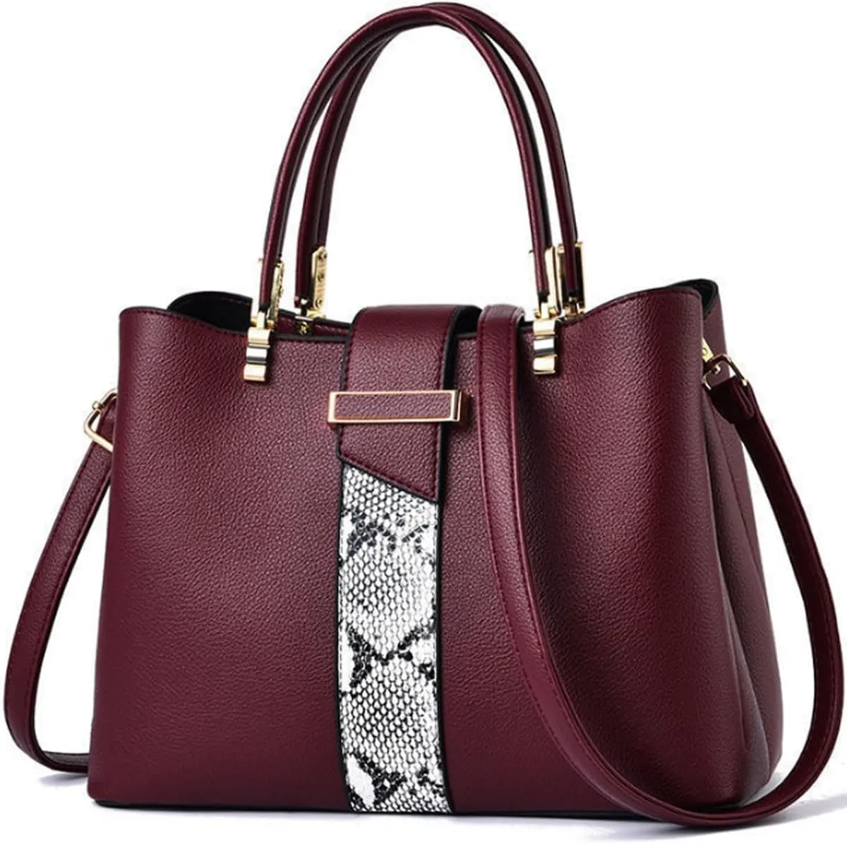 Womens Purses and Handbags PU Leather Shoulder Bag Ladies Designer Top-Handle Satchel Fashion Messenger Tote Bag, Wine