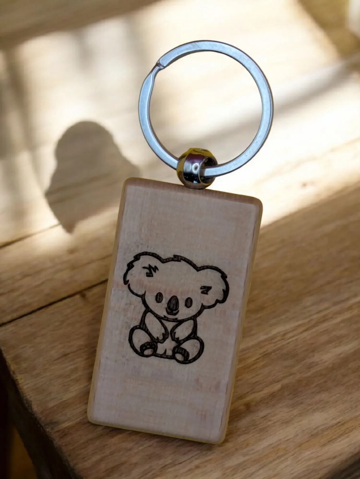 Wooden Rectangle Keychain - Friends of the Fremont Library