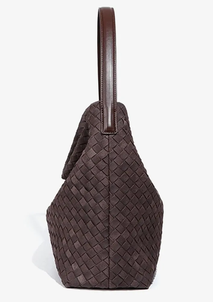 Woven Bags Women Slouchy Woven Suede Tote Bag Trendy Suede Hobo Purse Vintage Satchels Handbag for Work Travel