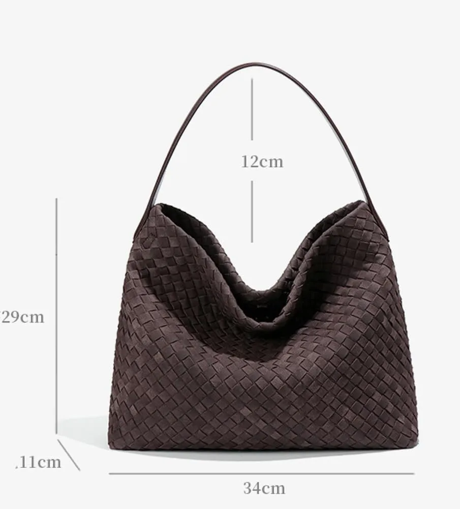 Woven Bags Women Slouchy Woven Suede Tote Bag Trendy Suede Hobo Purse Vintage Satchels Handbag for Work Travel