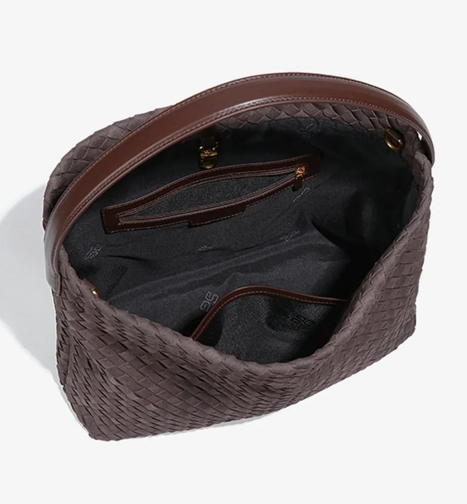 Woven Bags Women Slouchy Woven Suede Tote Bag Trendy Suede Hobo Purse Vintage Satchels Handbag for Work Travel
