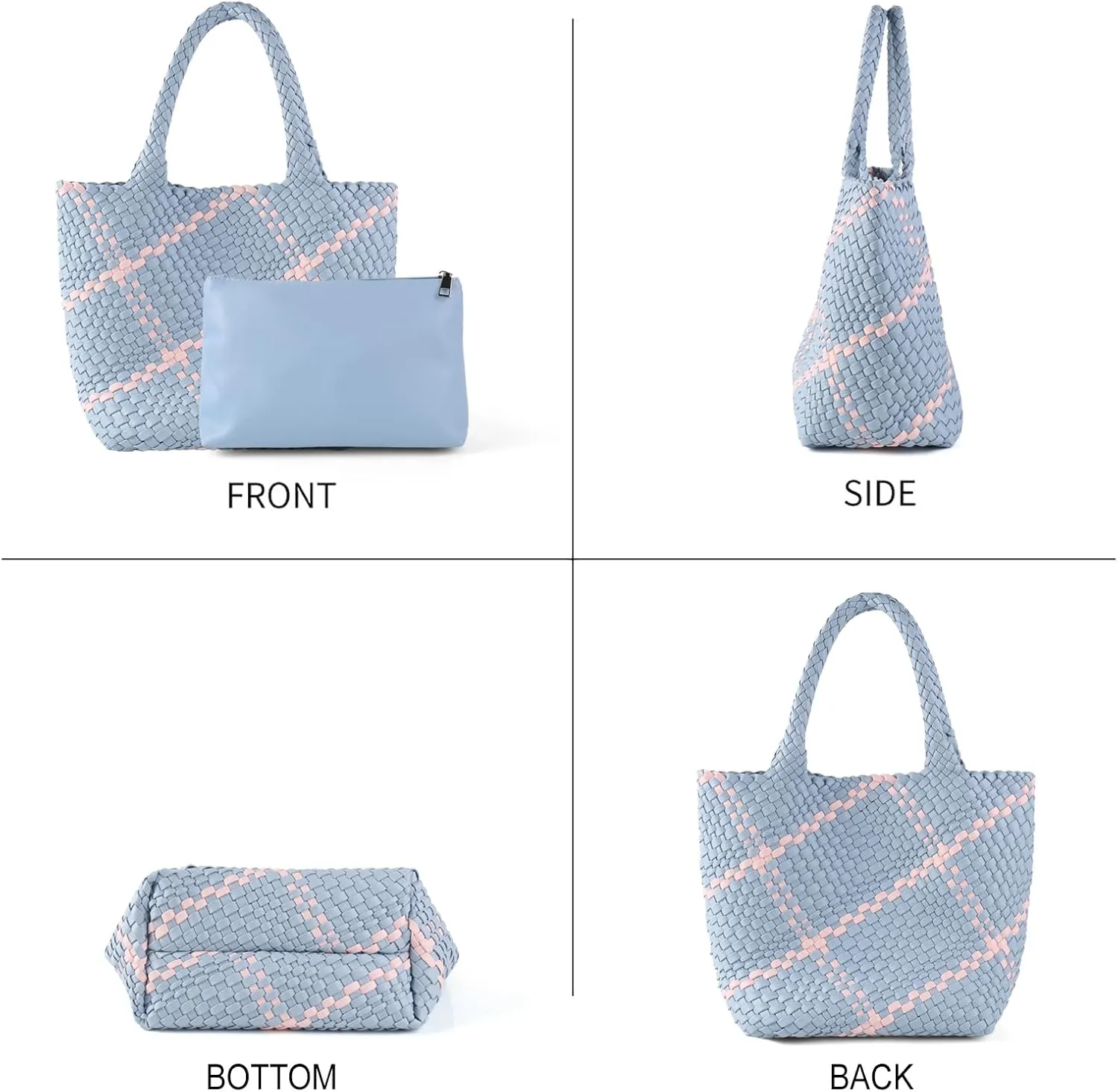 Woven Handbag for Women Top Handle Shoulder Bag Vegan Leather Shopper Bag Large Travel Totes Summer Beach Tote Bags
