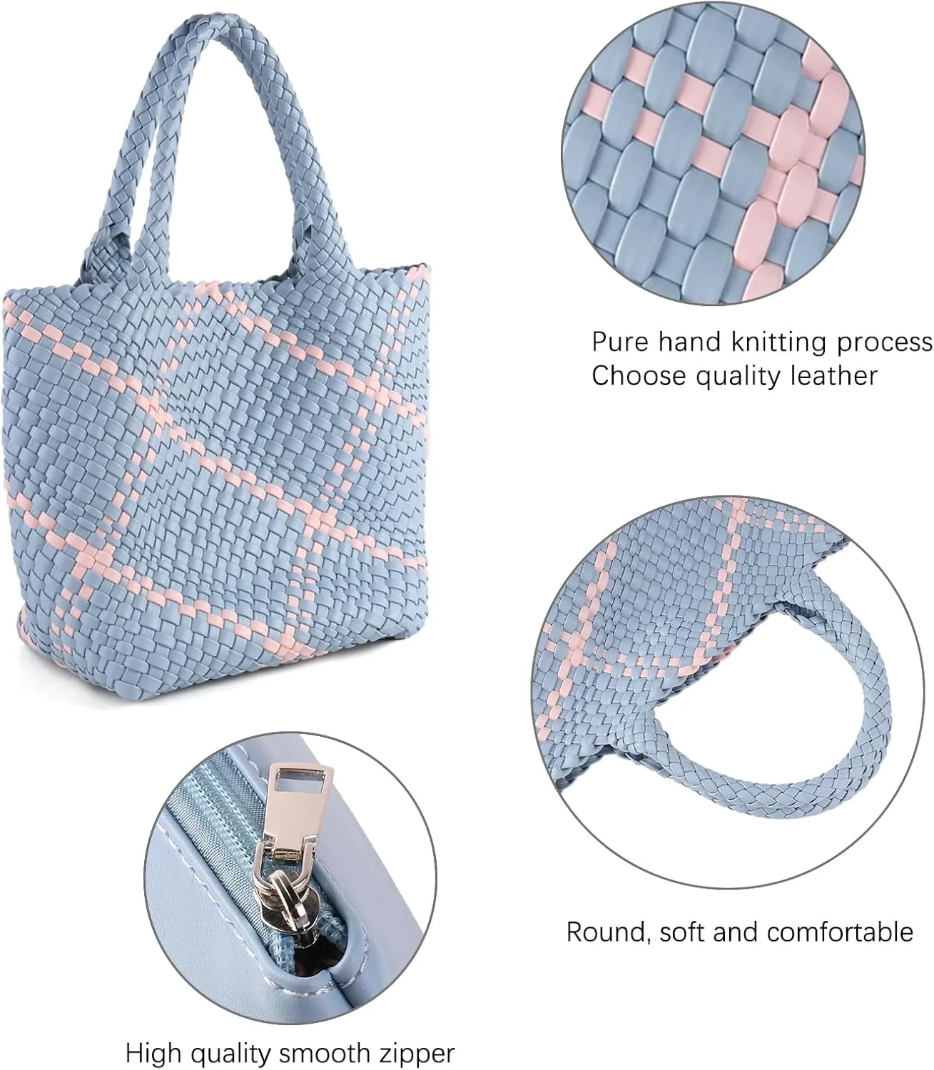 Woven Handbag for Women Top Handle Shoulder Bag Vegan Leather Shopper Bag Large Travel Totes Summer Beach Tote Bags