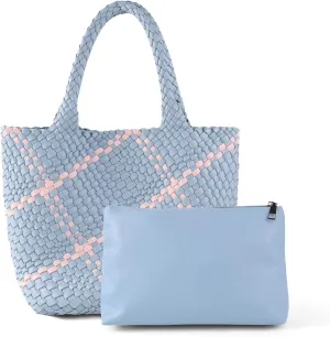 Woven Handbag for Women Top Handle Shoulder Bag Vegan Leather Shopper Bag Large Travel Totes Summer Beach Tote Bags