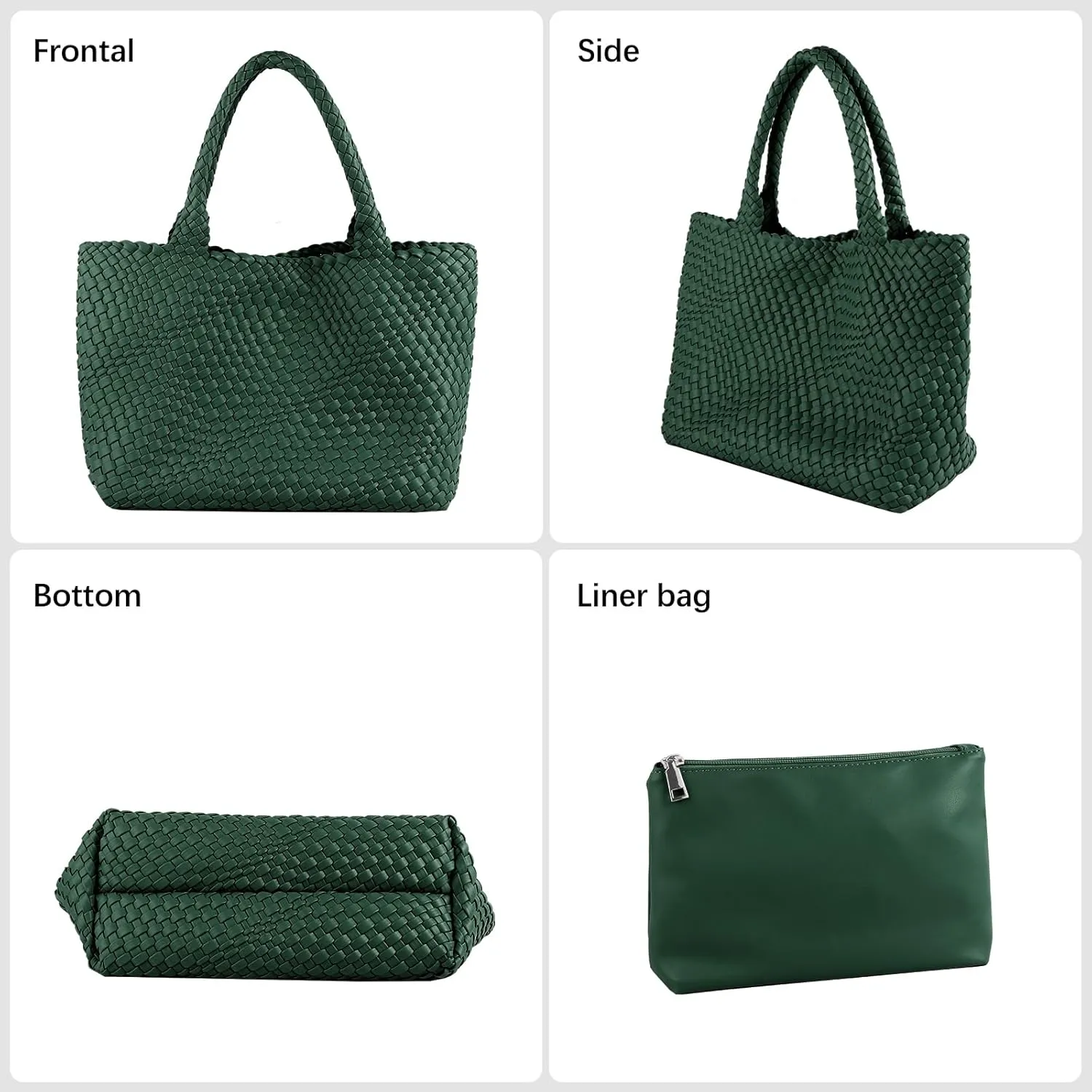 Woven Tote Bag Womens Purse Vegan Leather Shoulder Handbags Fashion Summer Beach Tote Bags Large Travel Totes