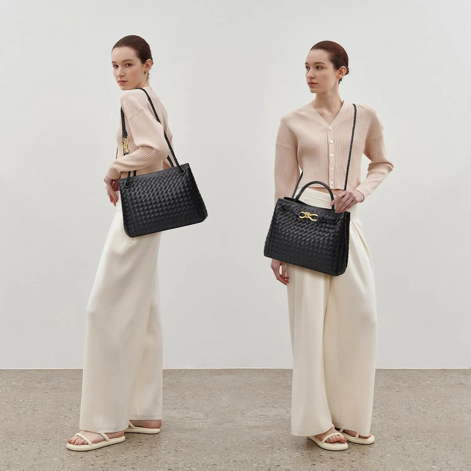 Woven Tote Bag Womens Purse: Vegan Leather Shoulder Handbags - Fashion Summer Beach Tote Bags - Large Travel Totes