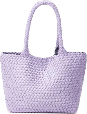 Woven Tote Bag Womens Purse: Vegan Leather Shoulder Handbags - Fashion Summer Beach Tote Bags - Large Travel Totes